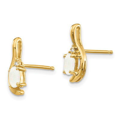 14K Opal and Diamond Post Earrings