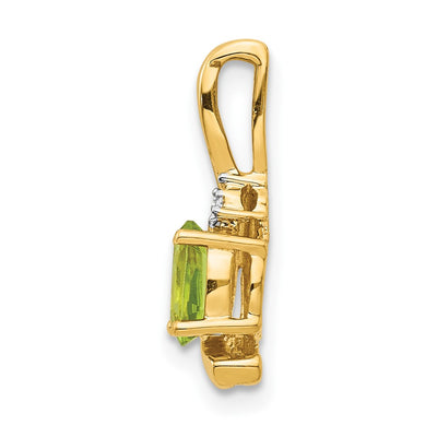 14K Peridot and Diamond Pendant, 17 x 6mm