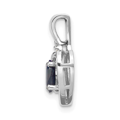14K White Gold Sapphire and Diamond Heart Pendant