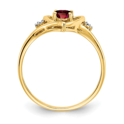 14K Garnet and Diamond Heart Ring