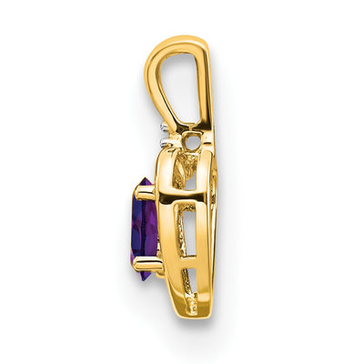 14K Amethyst and Diamond Heart Pendant
