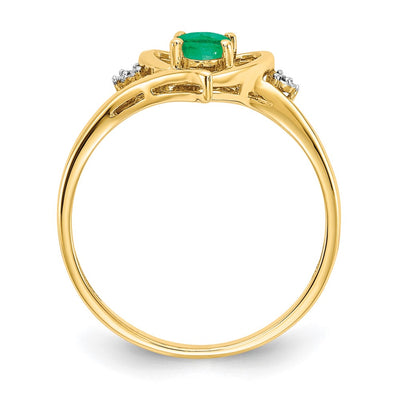 14K Emerald and Diamond Heart Ring