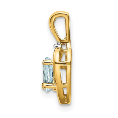 14K Aquamarine and Diamond Heart Pendant