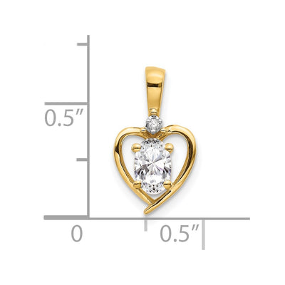14K White Topaz and Diamond Heart Pendant