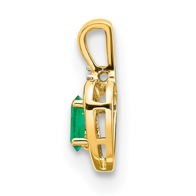 14K Emerald and Diamond Heart Pendant