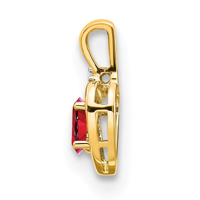 14K Ruby and Diamond Heart Pendant, 17 x 10mm