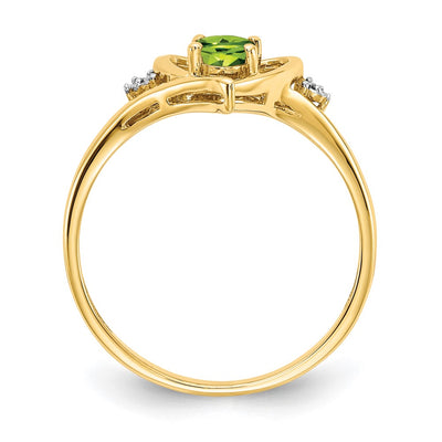 14K Peridot and Diamond Heart Ring