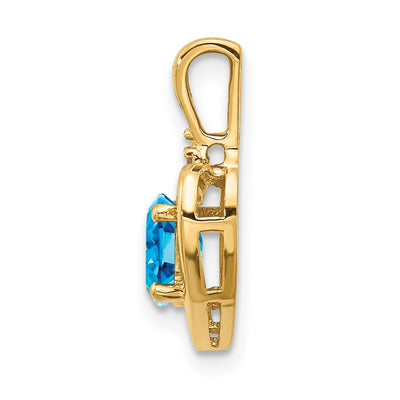 14K Blue Topaz and Diamond Heart Pendant