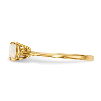 14K Gold Polished Created Opal Bow Ring