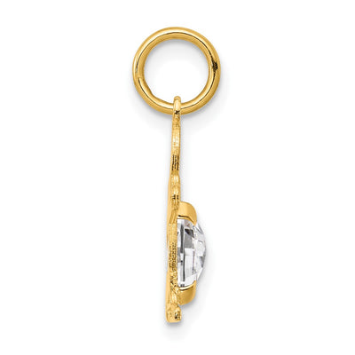 14K Boy 6x4 Oval Genuine White Topaz-April