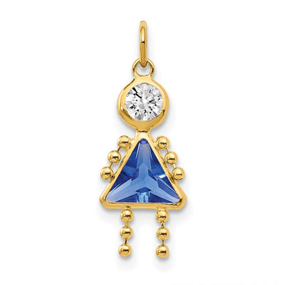 14K September Girl Birthstone Charm