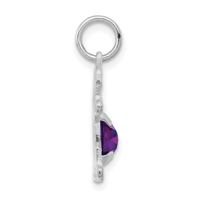 14K White Gold Girl 6x4 Oval Genuine Amethyst-February