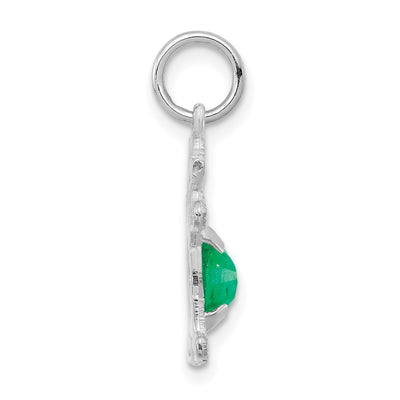 14K White Gold Girl 6x4 Oval Genuine Emerald-May