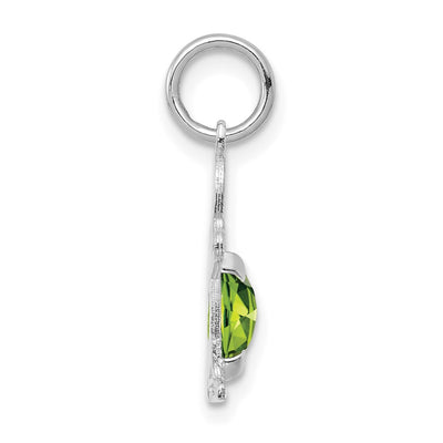 14K White Gold Boy 6x4 Oval Genuine Peridot-August