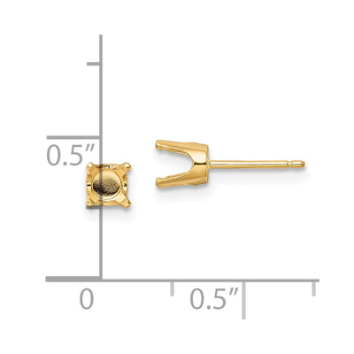 14K Round Stud Earring Mounting w/backs, 5 x 5mm