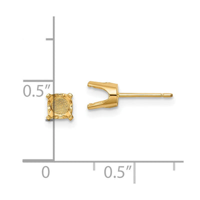 14K Round Stud Earring Mounting w/backs, 5.5 x 5.5mm