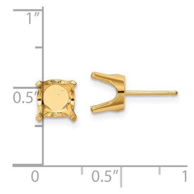 14K Round Stud Earring Mounting w/backs, 8 x 8mm