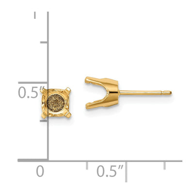 14K Round Stud Earring Mounting w/backs, 2.75 x 2.75mm