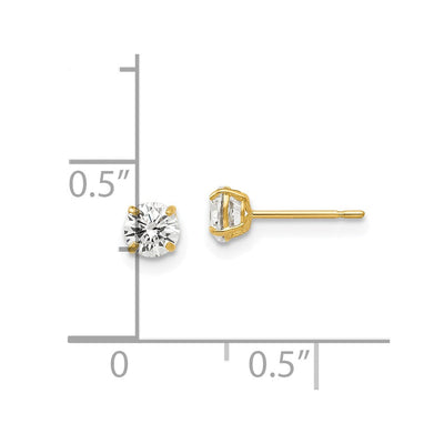 14K Round CZ Post Earrings, 4 x 4mm