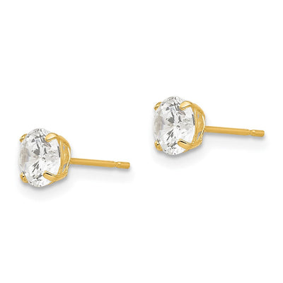 14K Round CZ Post Earrings, 5 x 5mm