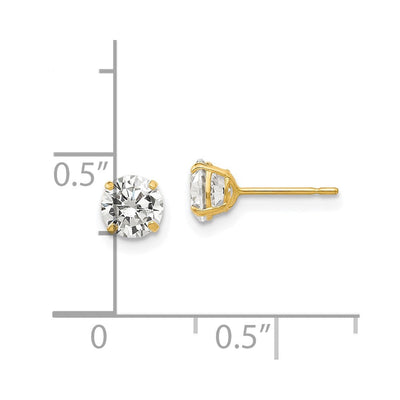 14K Round CZ Post Earrings, 5 x 5mm