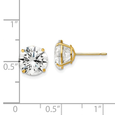 14K Round CZ Post Earrings, 10 x 10mm