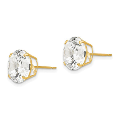 14K Round CZ Post Earrings, 11 x 11mm