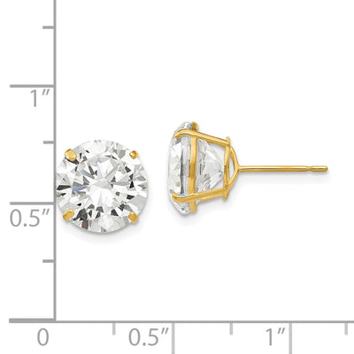 14K Round CZ Post Earrings, 11 x 11mm