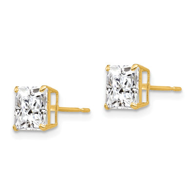 14K Square CZ Post Earrings, 6 x 6mm