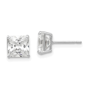 14k White Gold Square CZ Post Earrings (Style XD39WCZ)
