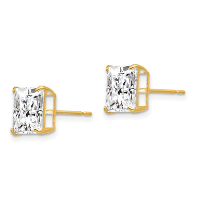 14K Square CZ Post Earrings, 9 x 9mm