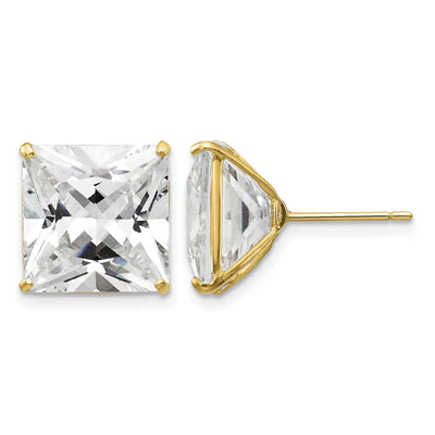 14K Square CZ Post Earrings, 12 x 12mm