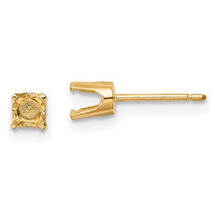 14k Round Stud Earring Mounting w/backs (Style XD7)