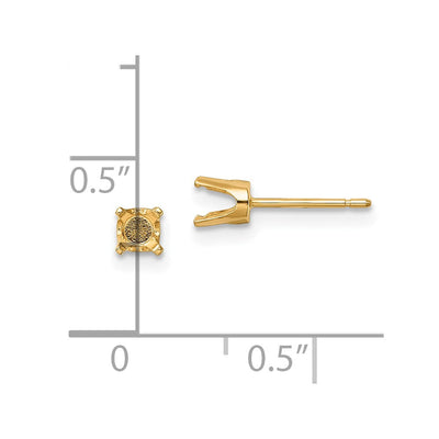 14K Round Stud Earring Mounting w/backs, 4.25 x 4.25mm