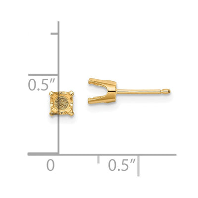14K Round Stud Earring Mounting w/backs, 4.5 x 4.5mm