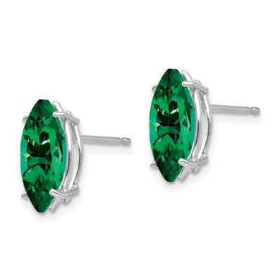 14K White Gold Mount St. Helens Marquise Stud Earring