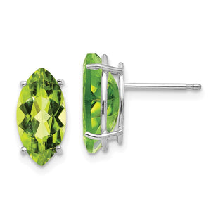 14k White Gold Peridot Marquise Stud Earring (Style XE105WPE)