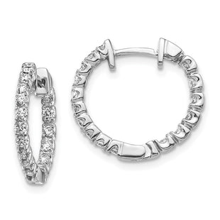 14k White Gold AA Diamond Hinged Hoop Earrings (Style XE1351AA)