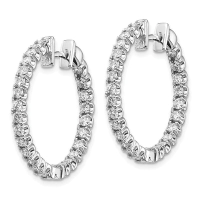 14K White Gold AA Diamond Hinged Hoop Earrings, 17 x 18mm