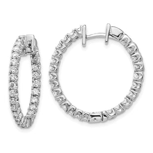 14k White Gold AA Diamond Hinged Hoop Earrings (Style XE1352AA)