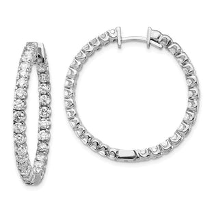14k White Gold AA Diamond Hinged Hoop Earrings (Style XE1354AA)