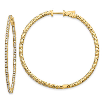 14K Diamond Round Hoop w/Safety Clasp Earrings