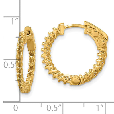 14K Round Hoop w/Safety Clasp Earring Mountings, 14 x 14mm