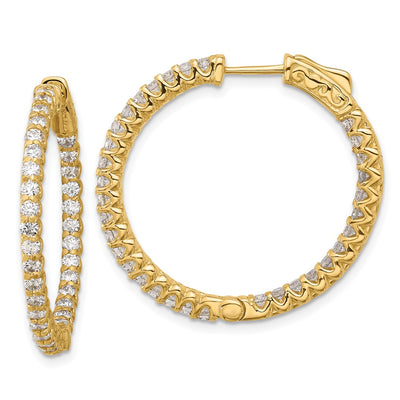 14K In/Out Hoop w/ Safety Clasp Diamond Earrings