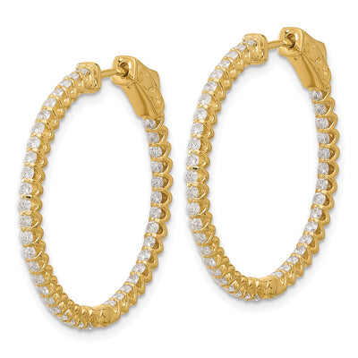 14K In/Out Hoop w/ Safety Clasp Diamond Earrings