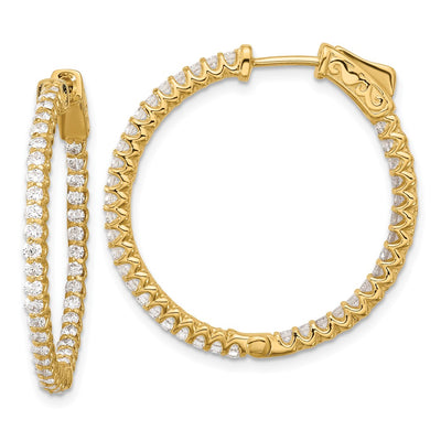 14K In/Out Hoop w/ Safety Clasp Diamond Earrings