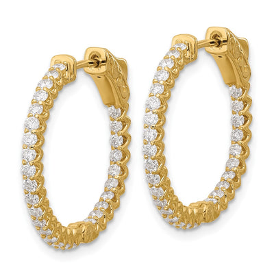 14K In/Out Hoop w/ Safety Clasp Diamond Earrings