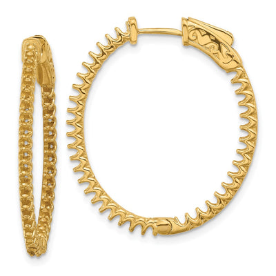 14K In/Out Oval Hoop w/ Safety Clasp Earring