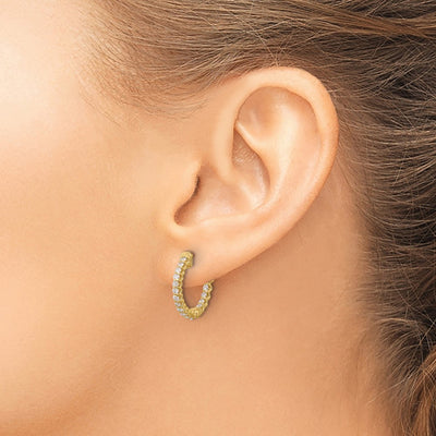 14K . 32-1.7 In/Out Hoop w/ Safety Clasp Diamond Earrings