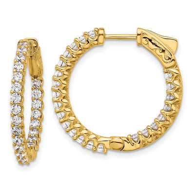 14K In/Out Hoop w/ Safety Clasp Diamond Earrings